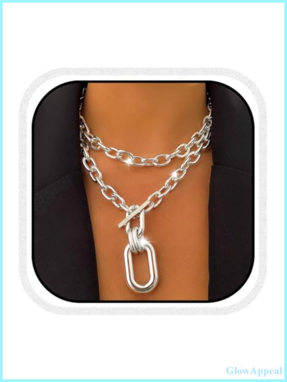 Chunky Layered Choker Necklace Set Punk Acrylic Alloy Chain Women